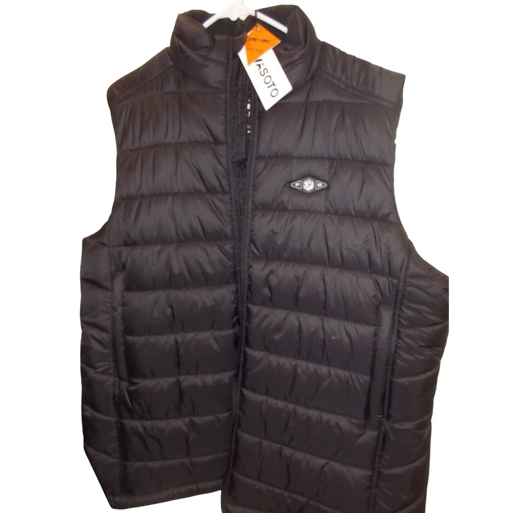 Wasoto Heated Puffer Vest Mens XL Black Quilted 2-Way Zip Insulated Vest NEW